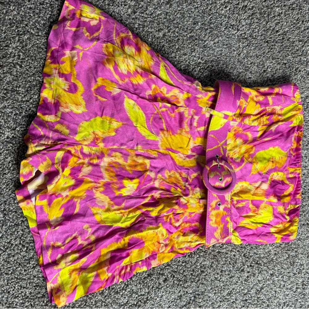 Vibrant Floral Skirt with Belt